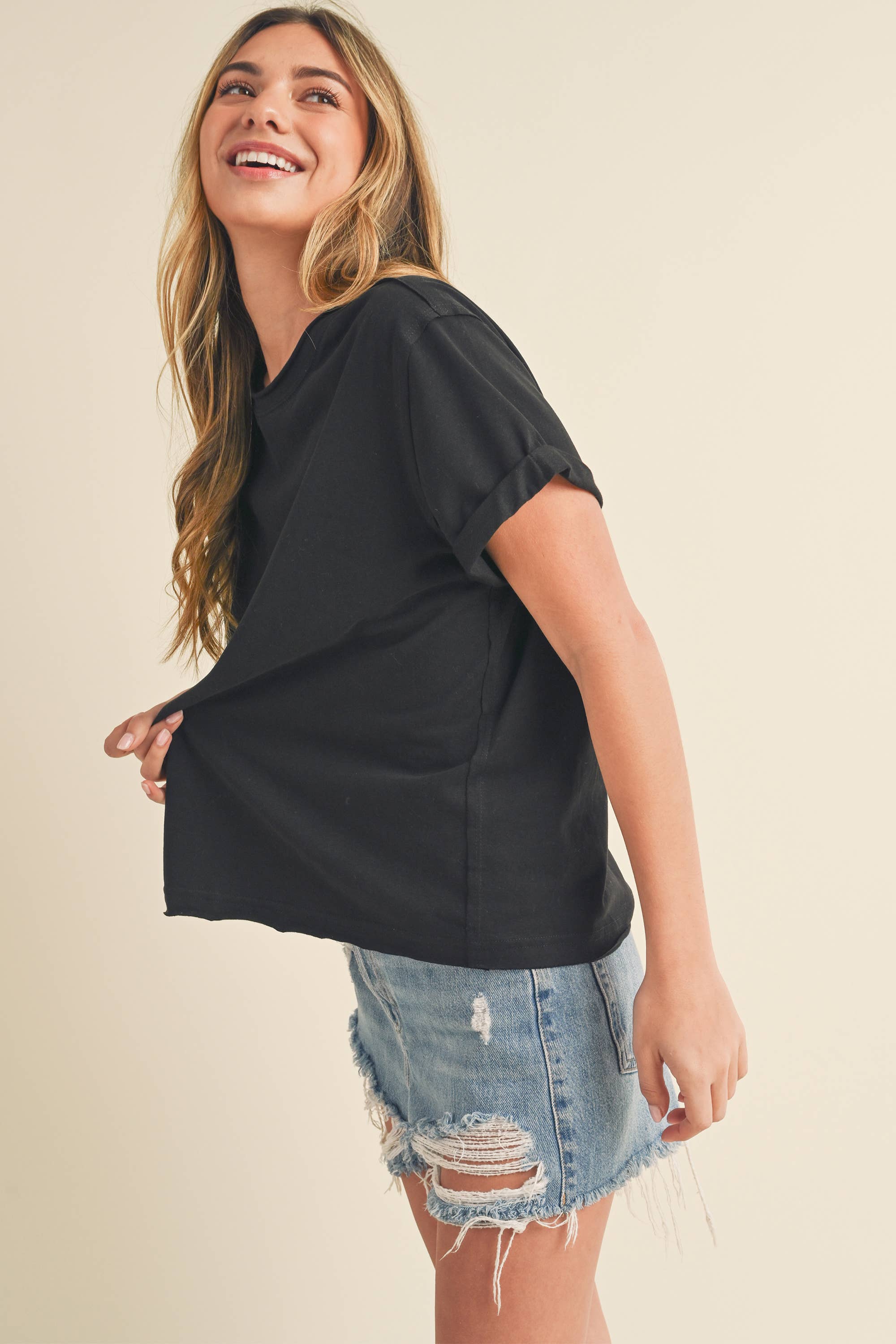 Black Mali Baby Tee Top