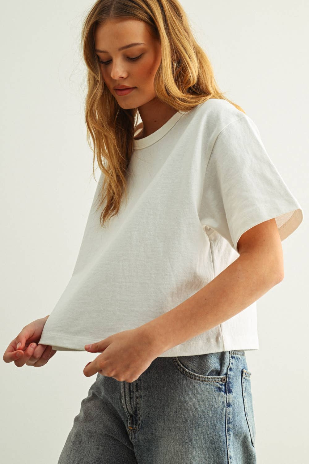 White Short Sleeve Linen Top