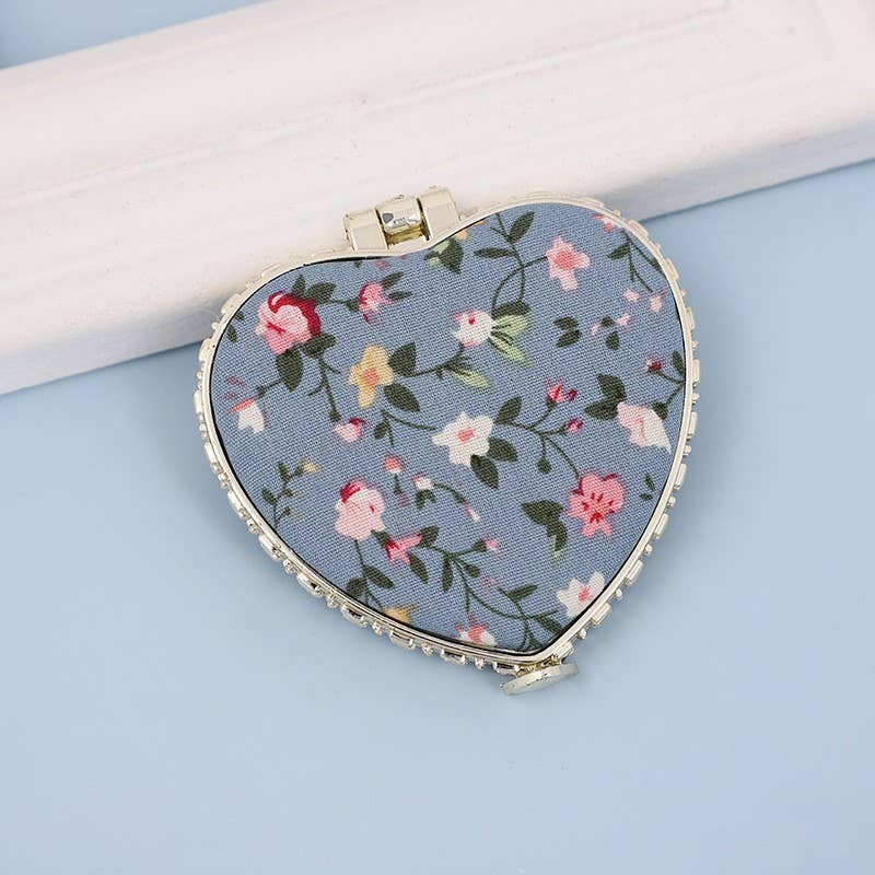 Blue Compact Floral Mirror