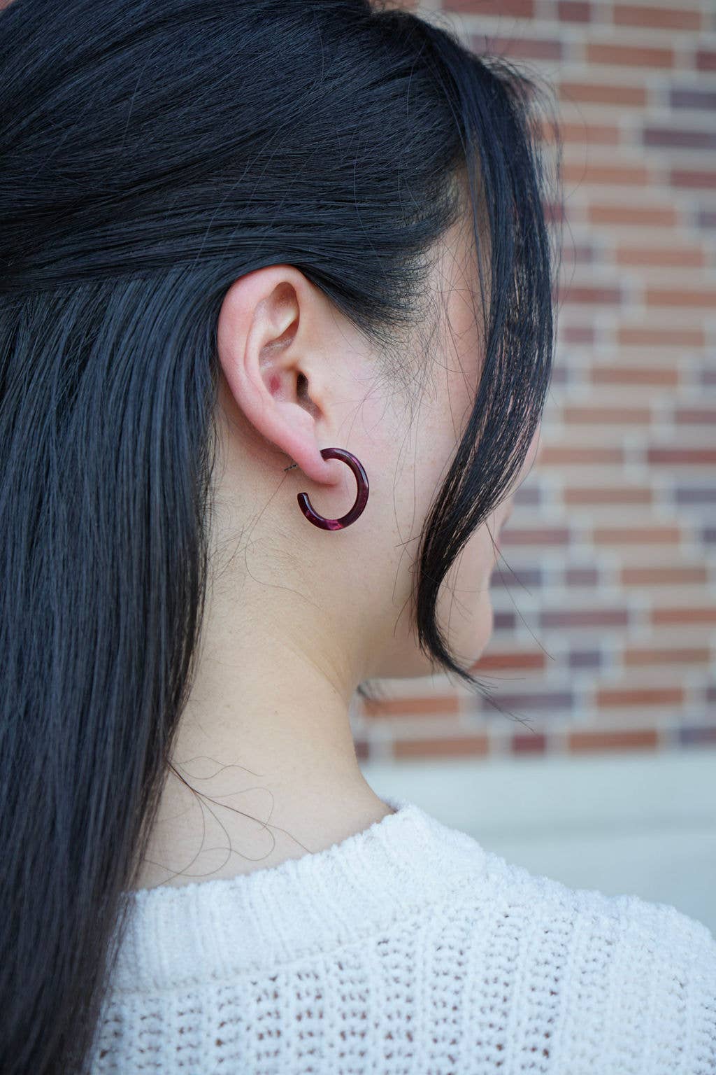 Maroon Cam Mini Hoops