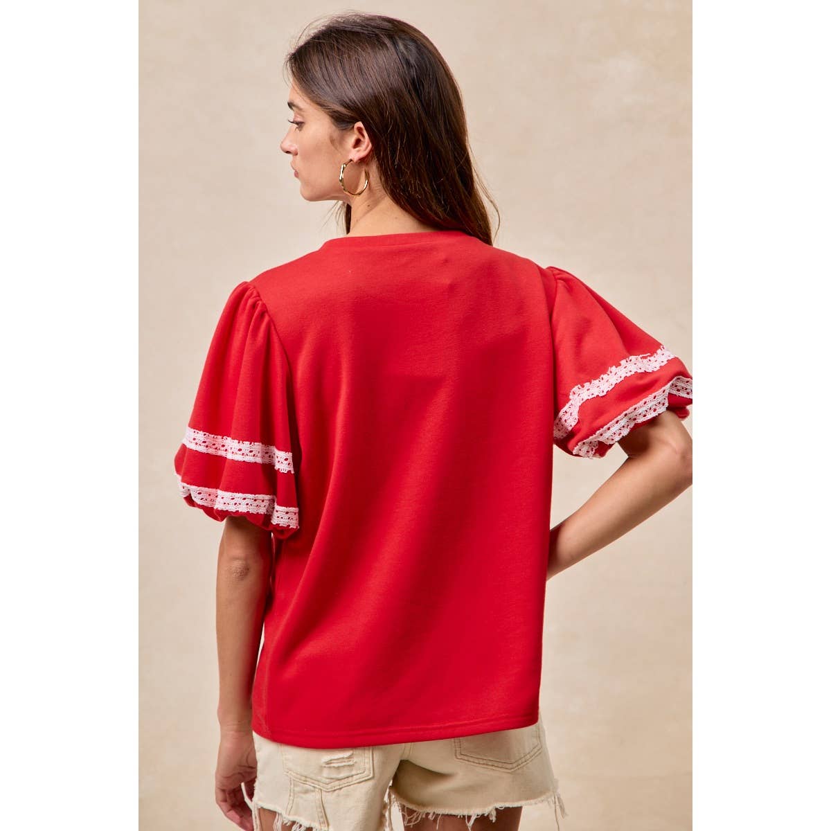 Red Touch Down Patchwork Top