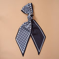 Gingham Black Satin Scarf