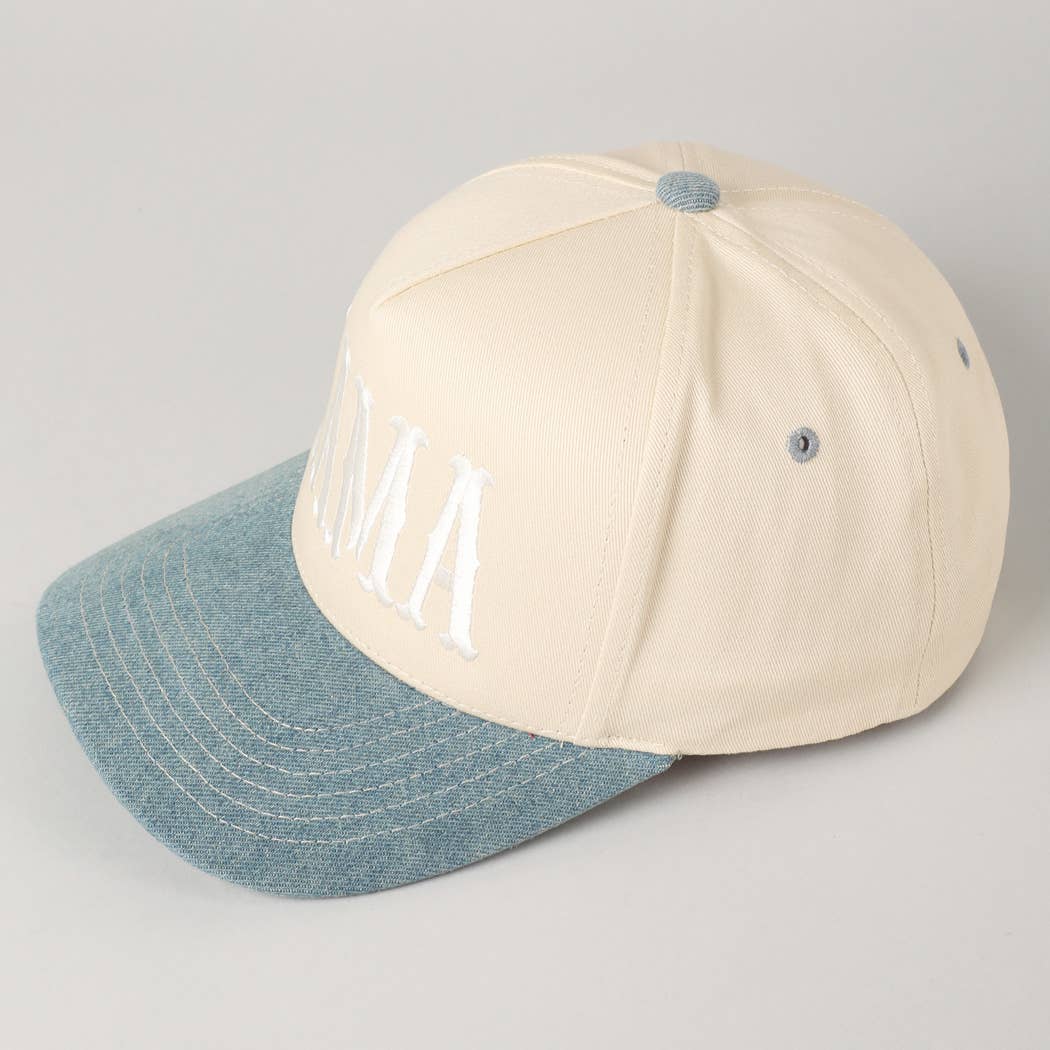 Denim MAMA Typographic Design Embroidery Baseball Cap