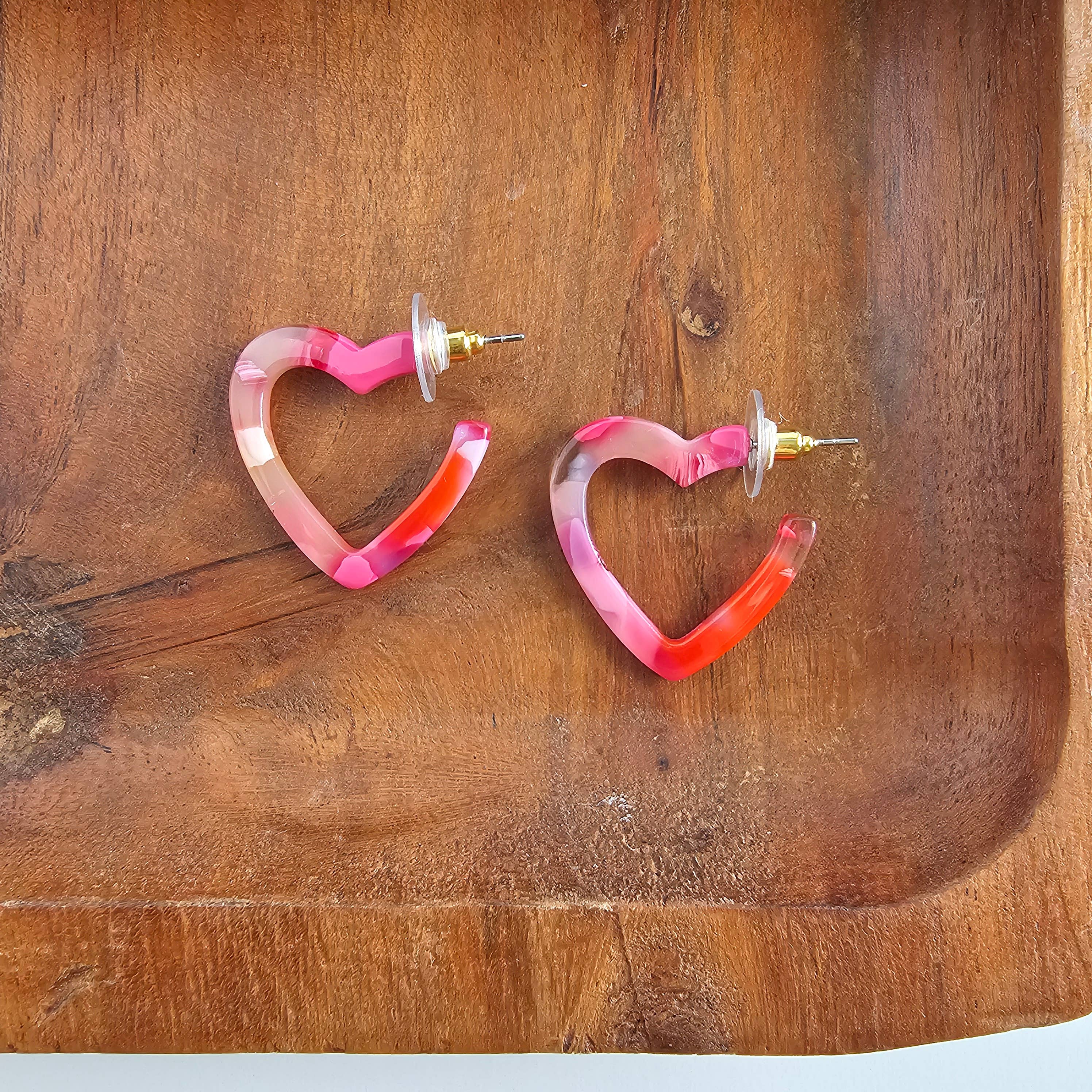 Tickled Pink Mini Heart Hoops