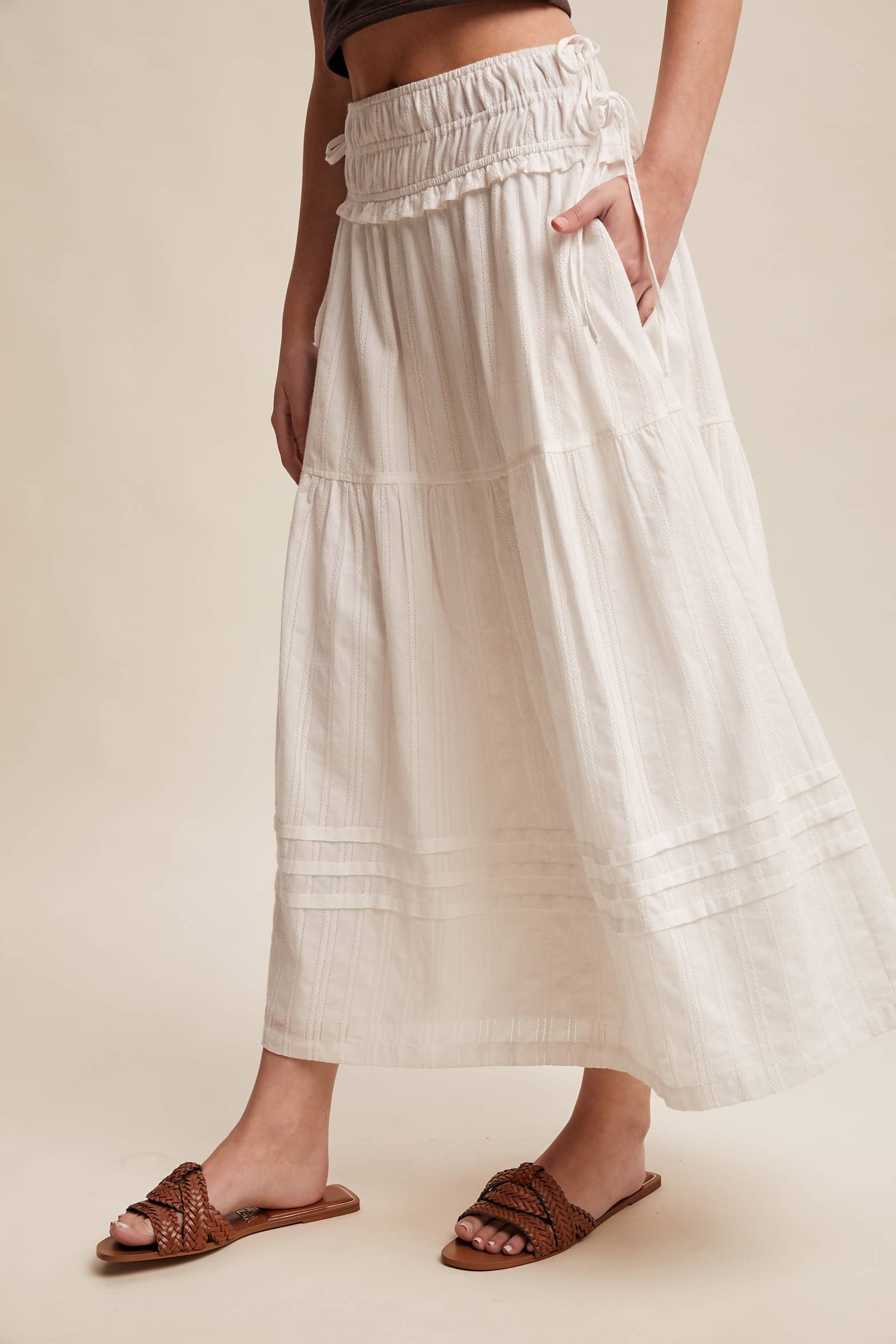 Off White Cotton Maxi Skirt