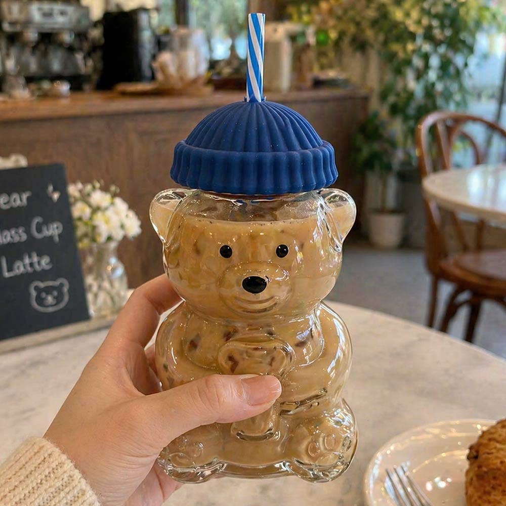 Blue Cute Bear Shaped Glass
