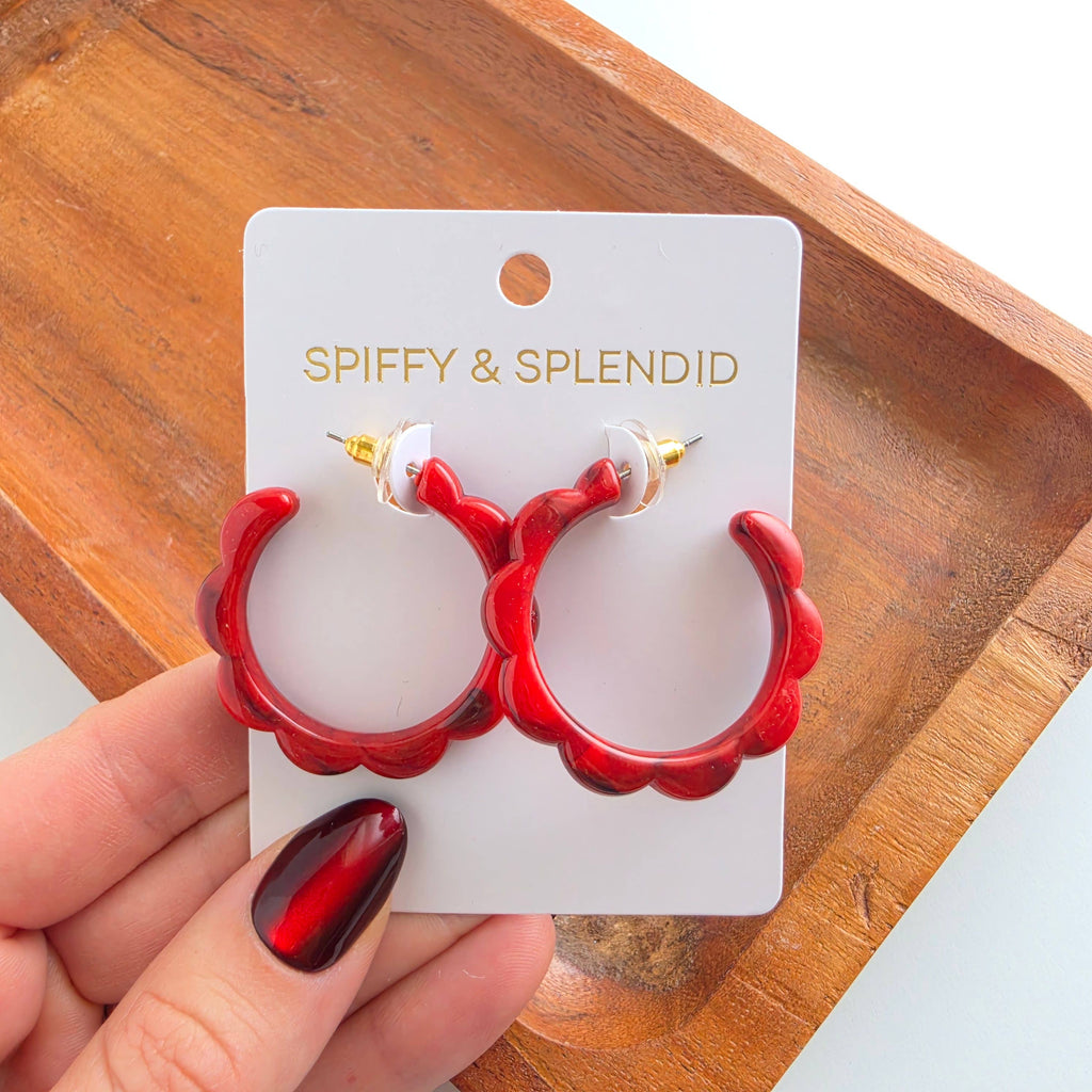 Crimson Red Scarlett Hoops