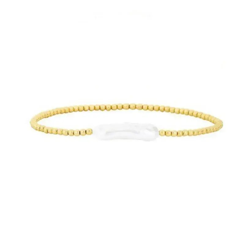 Long Pearl and Gold Beaded Bracelet
