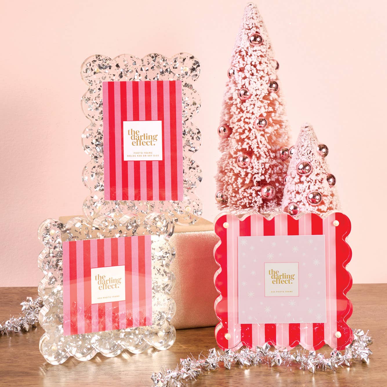 Silver Glitter Rectangle Scalloped Acrylic Frame