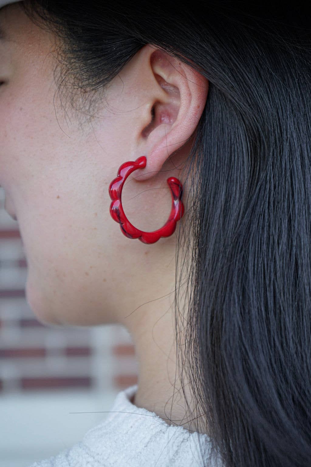 Crimson Red Scarlett Hoops