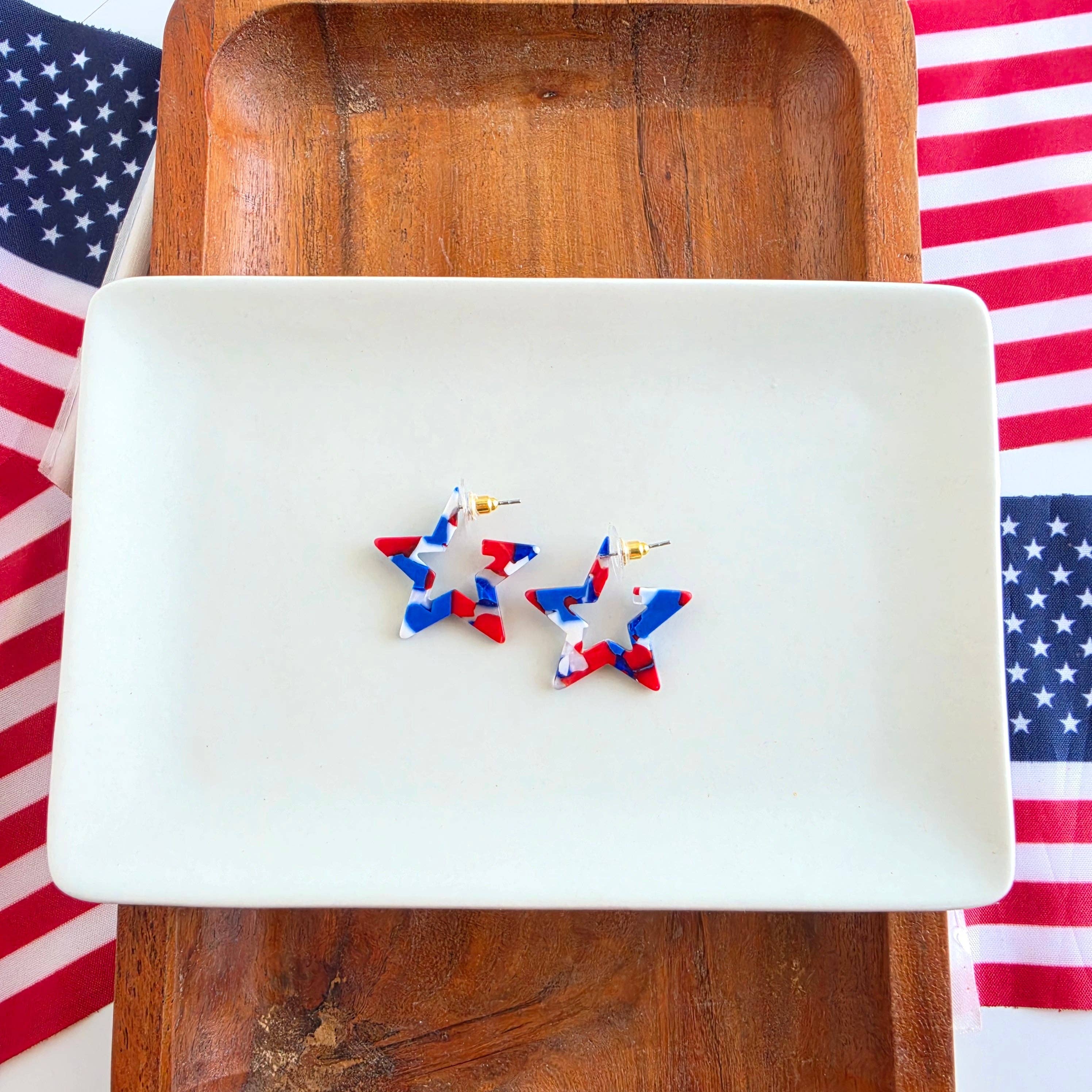 Red, White & Blue Mini Star Hoops