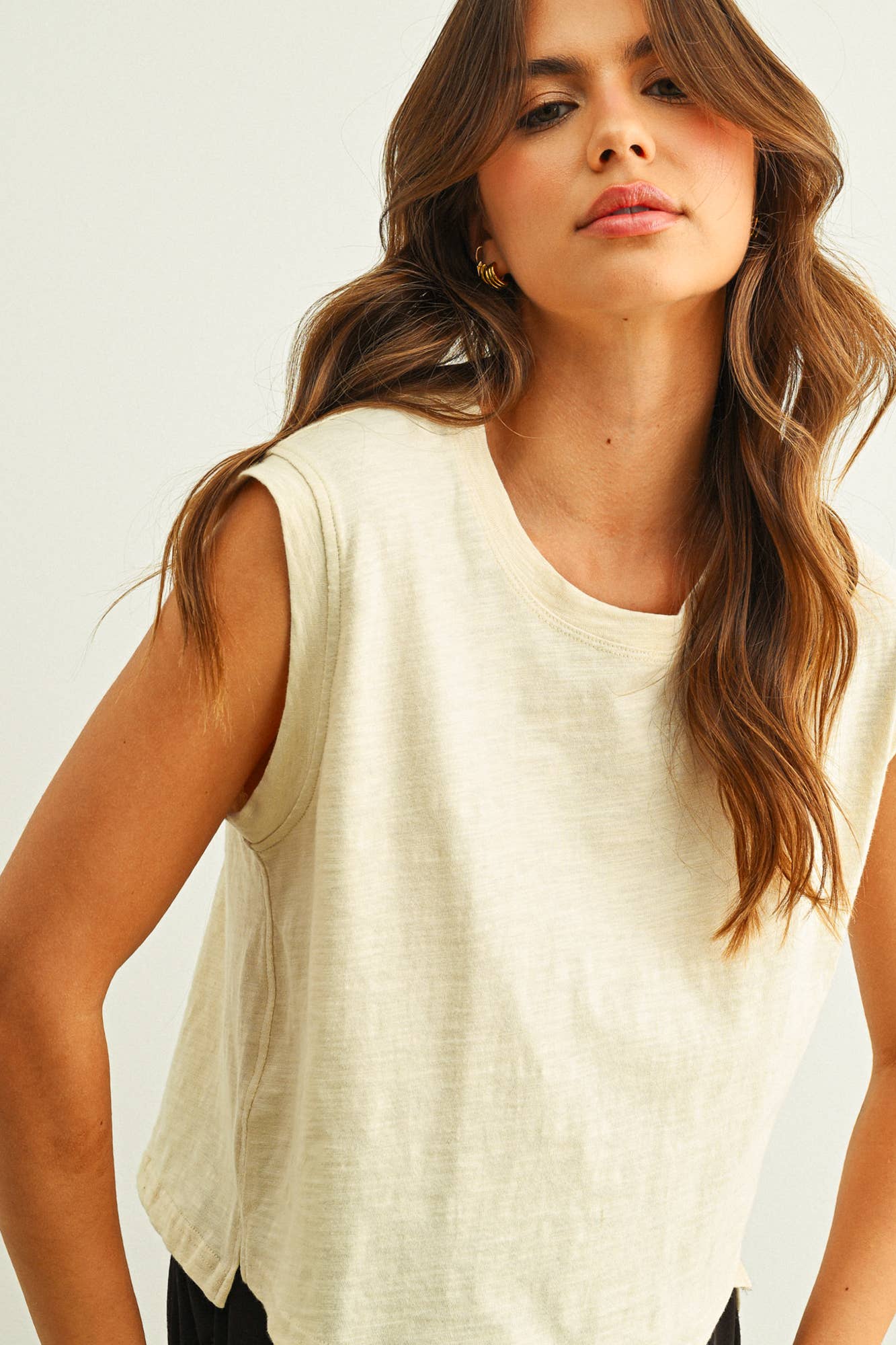 Ecru Round Neck Top