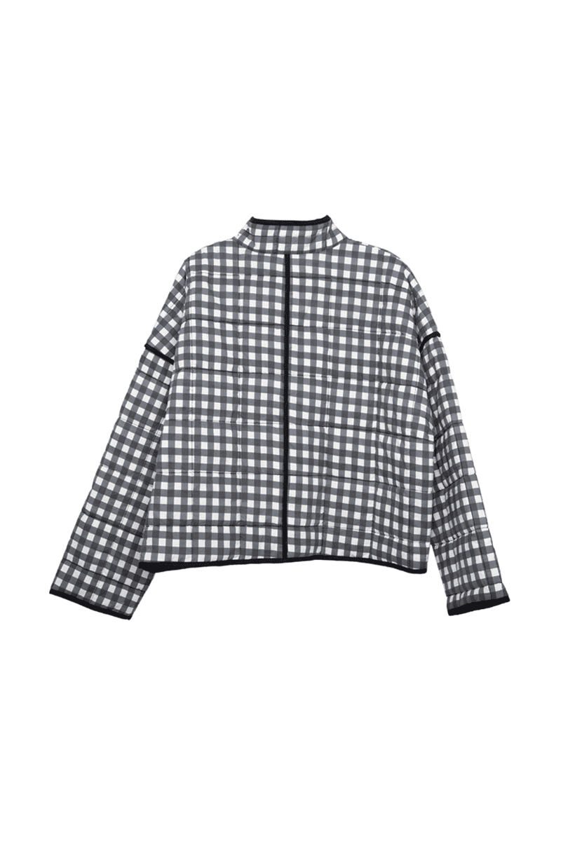 Black & White Checkered Quilted Jacket