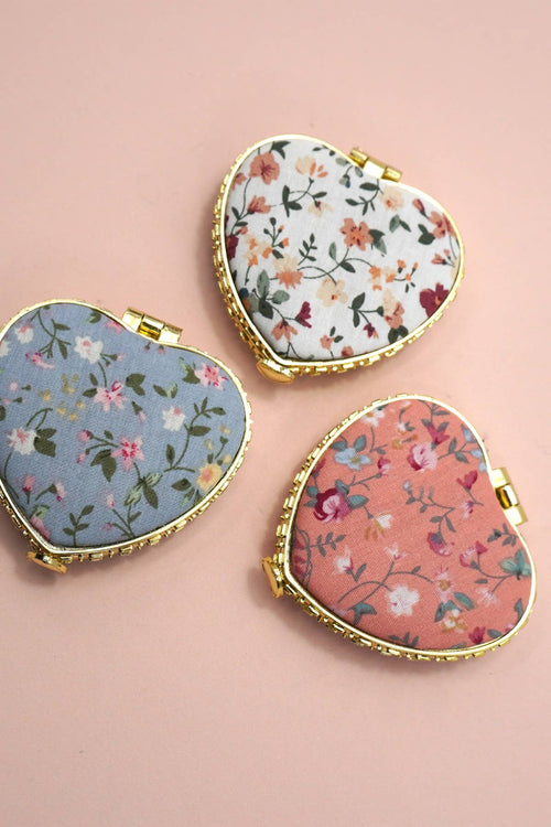 Blue Compact Floral Mirror