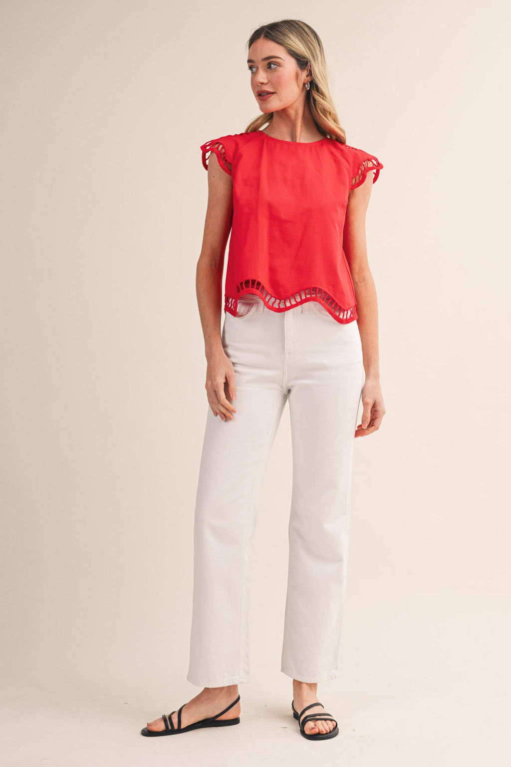 Tomato Red Cut Out Top