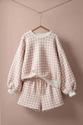 Gingham Fuzzy Knit Lounge Shorts