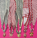 Black & White Maroon Football Game Day Scarf Charm Necklace