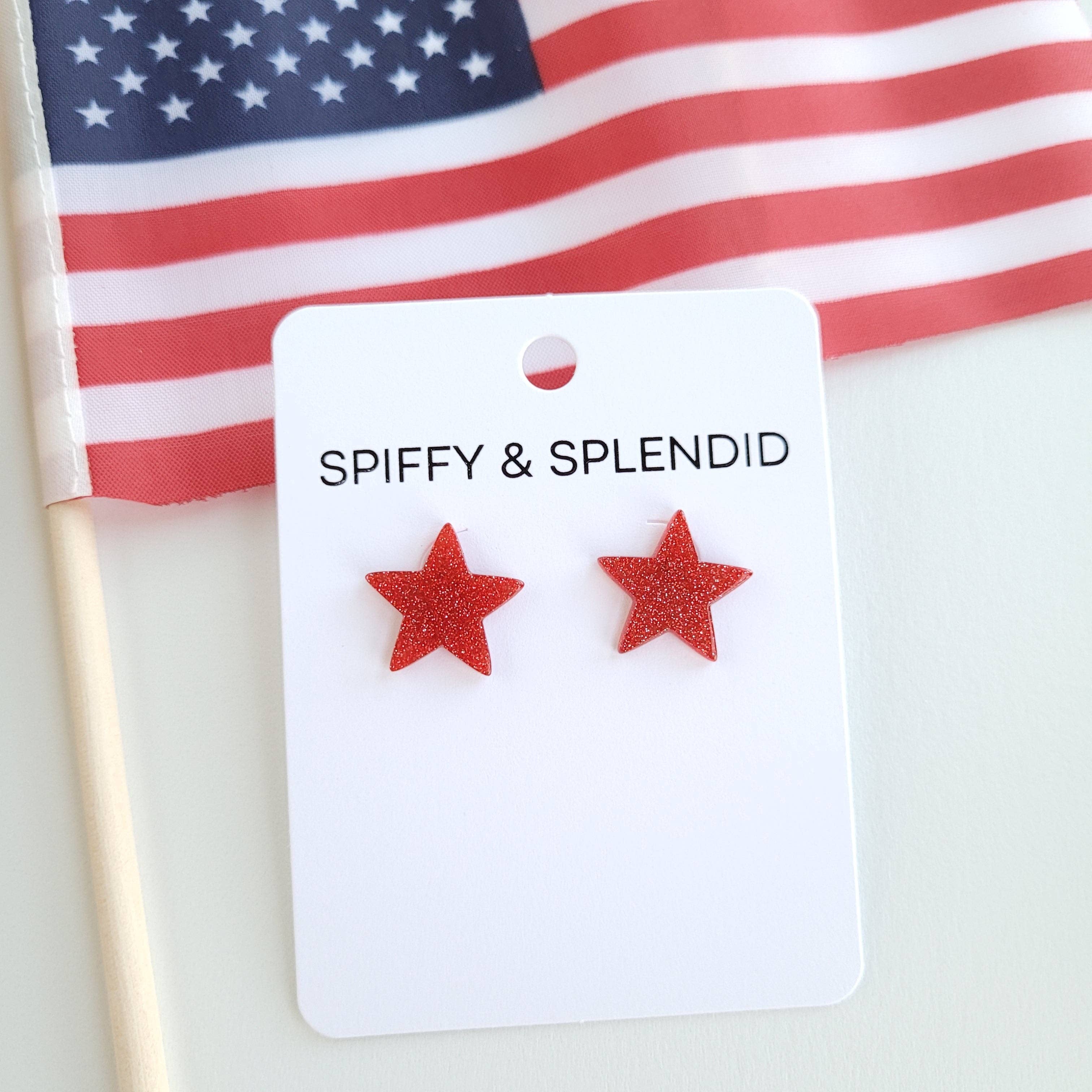 Red Liberty Star Studs