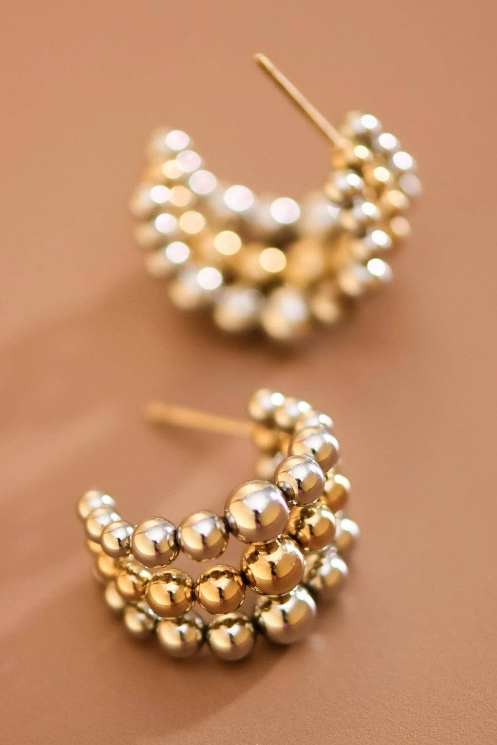 Gold Two Tone Stainless Steel Hoop Earrings