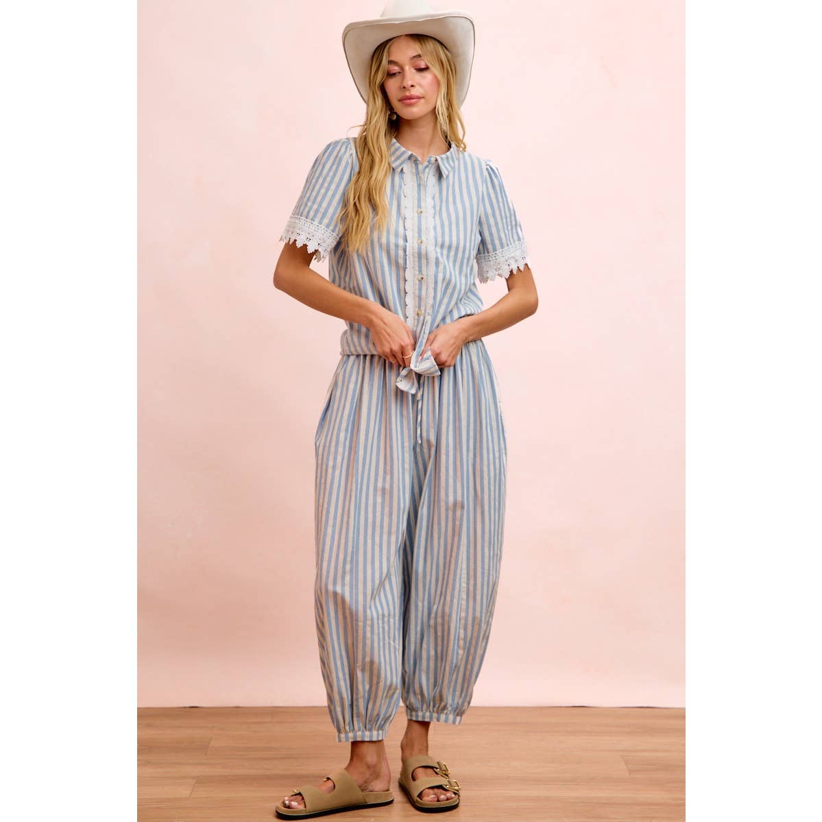 Light Blue Stripes Balloon Pants