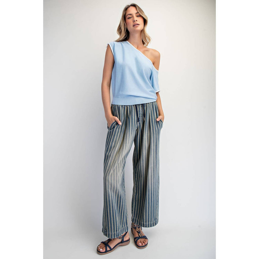 Denim Stripe Pull On Jean