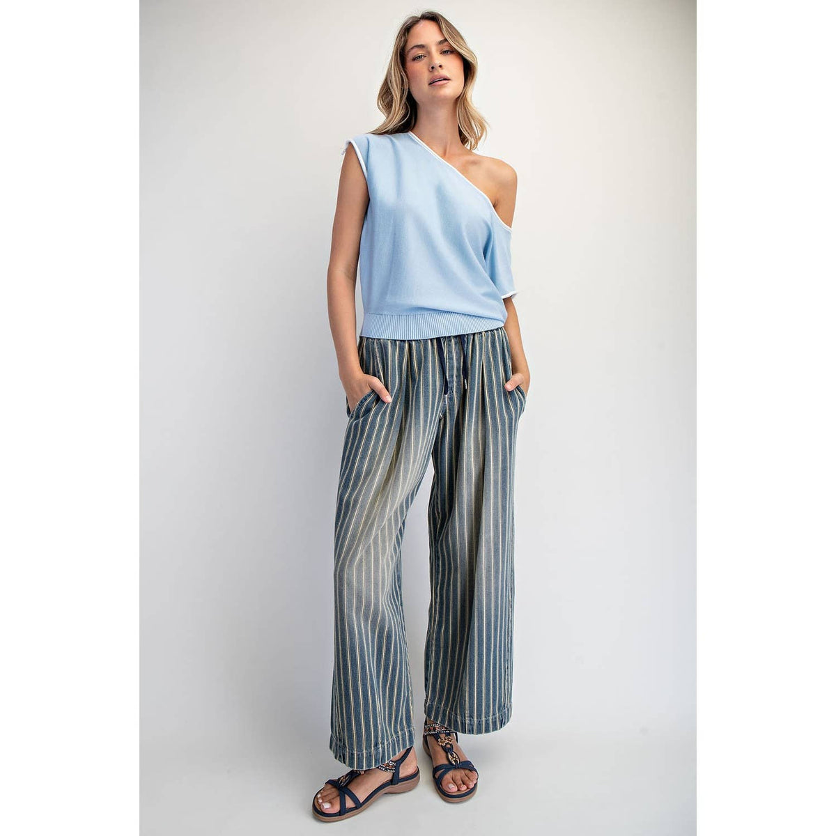 Denim Stripe Pull On Jean