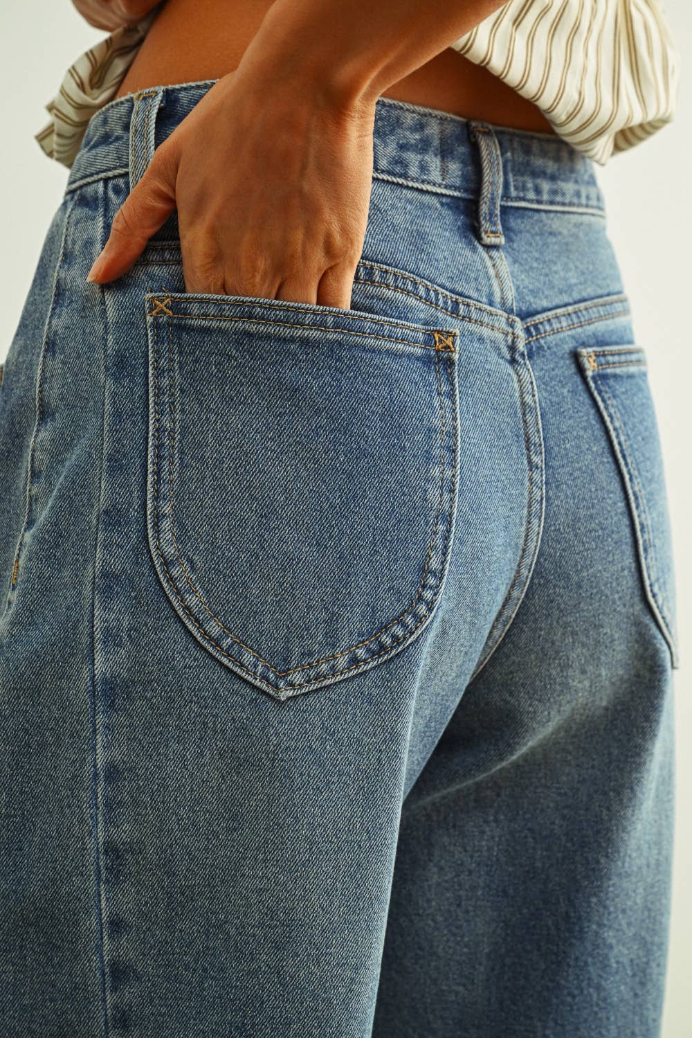 Denim Medium Wash Barrel Pant