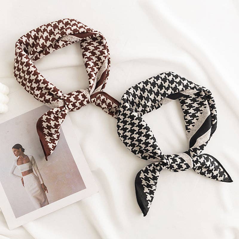 Black Classic Hounds Tooth Square Scarf