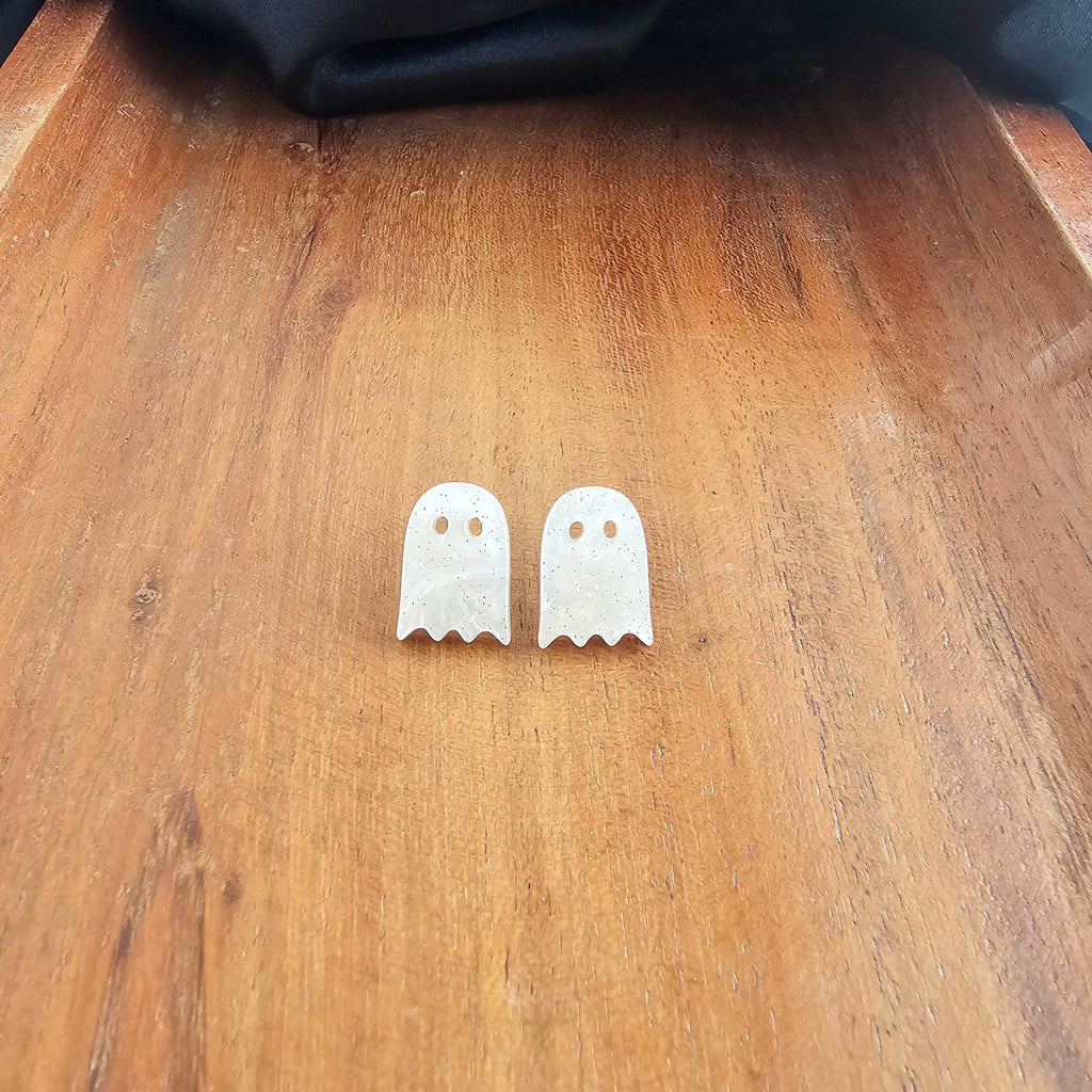 White Shimmer Mini Ghost Studs
