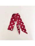 Red Playful Polka Dot Skinny Scarf