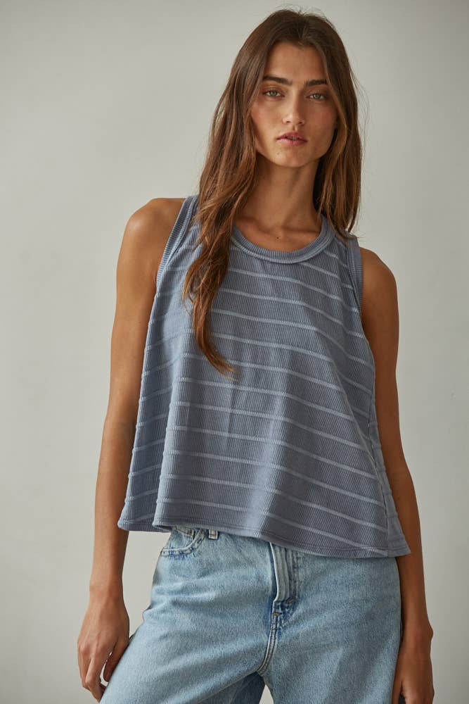Denim Knit Striped Tank