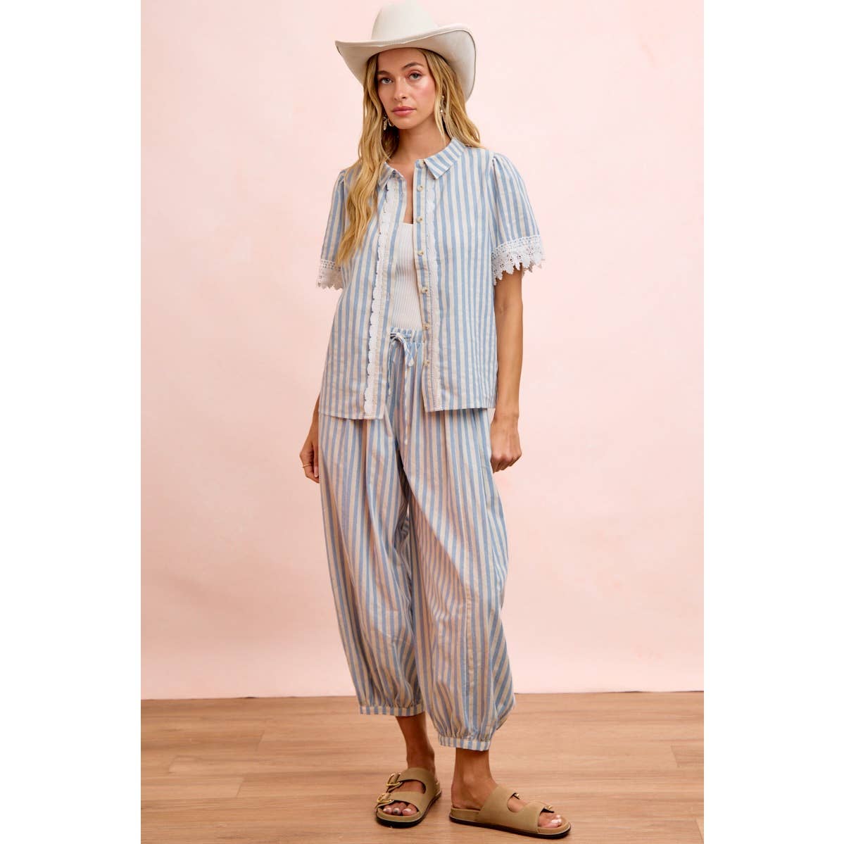 Light Blue Stripes Balloon Pants
