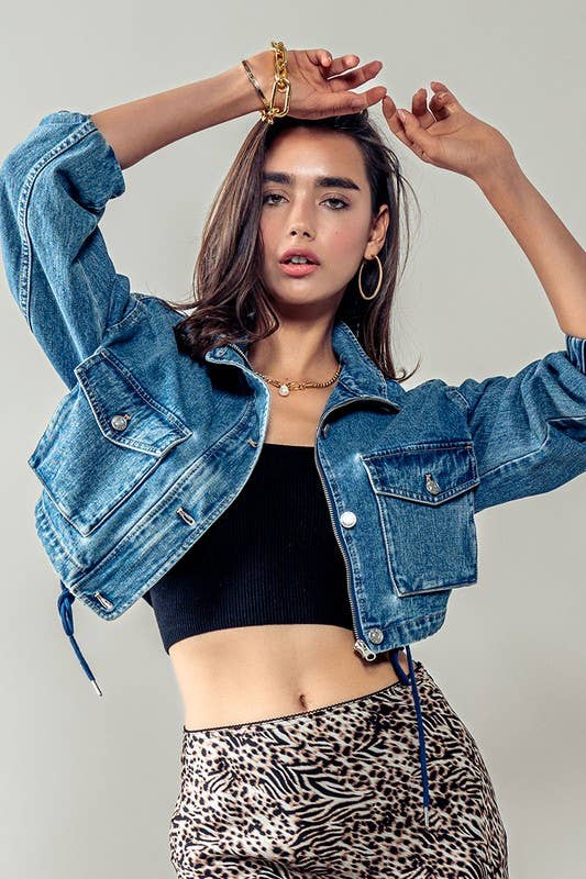 Utility Cropped Denim Jacket