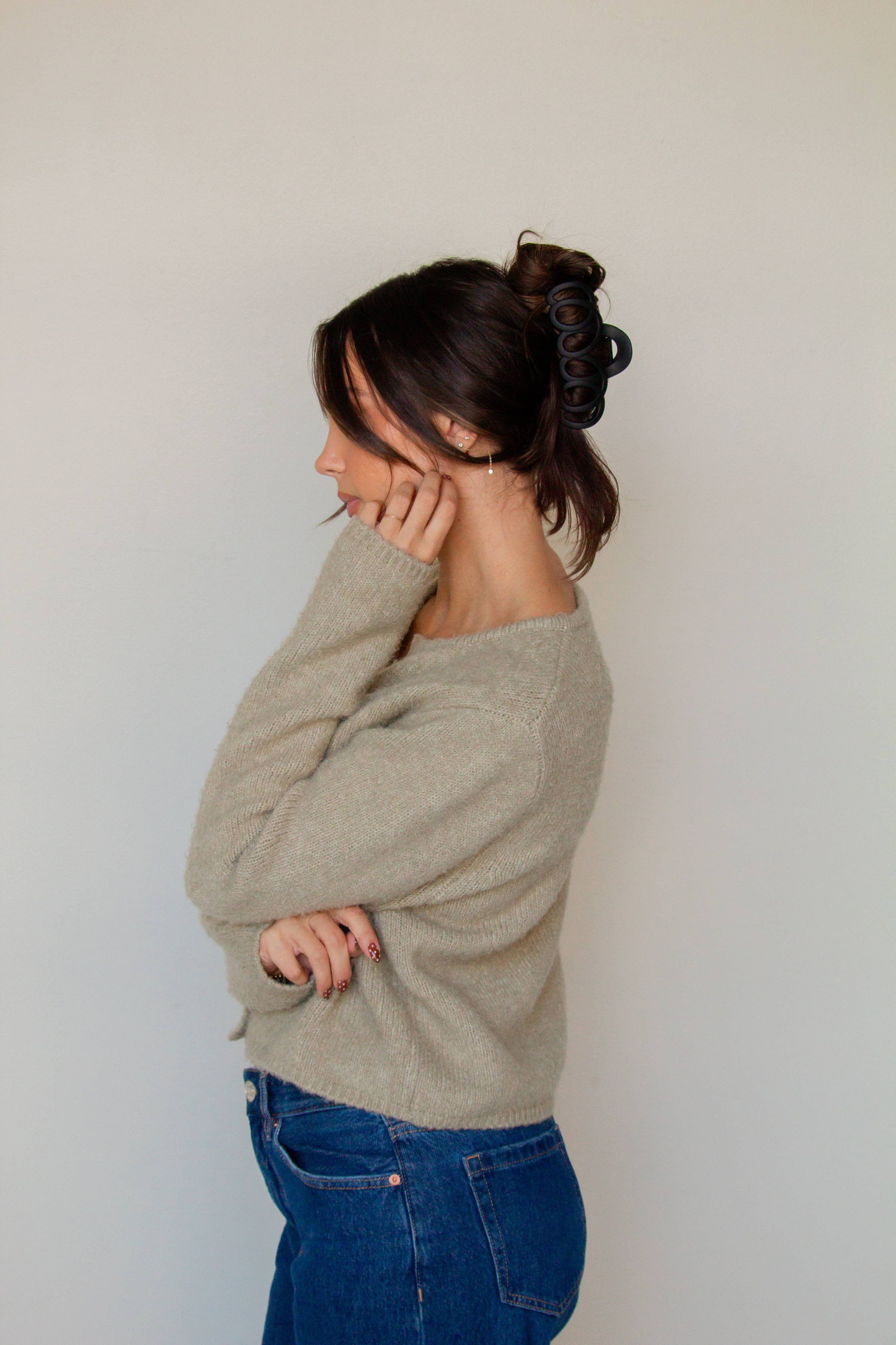 Tan Matte Looped Claw Clip