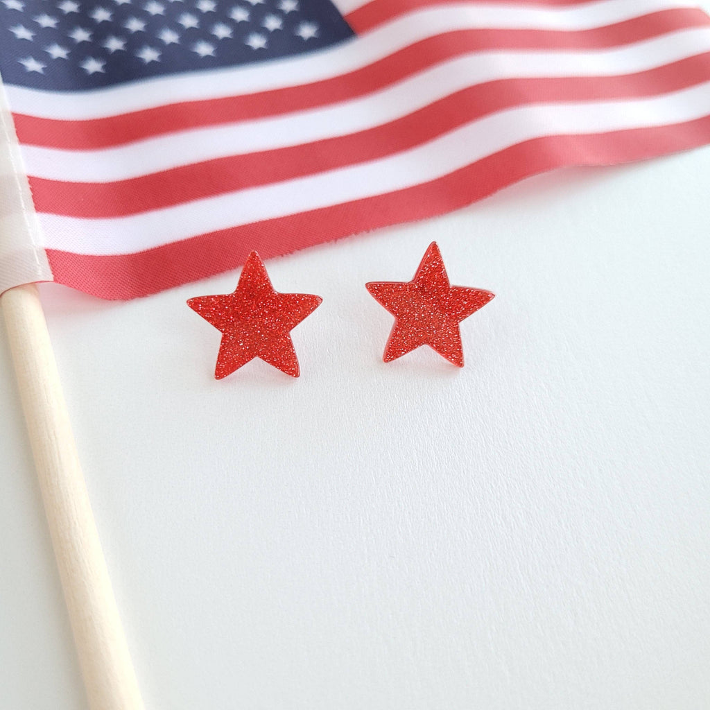 Red Liberty Star Studs