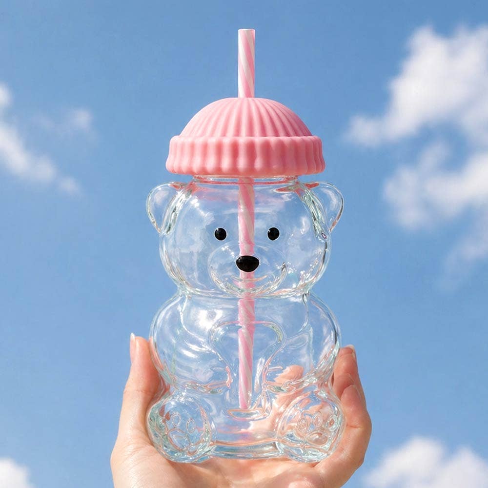 Pink Cute Bear Shaped Glass