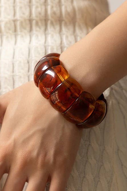 Tort Color-Block Acrylic Stretch Cord Bracelet