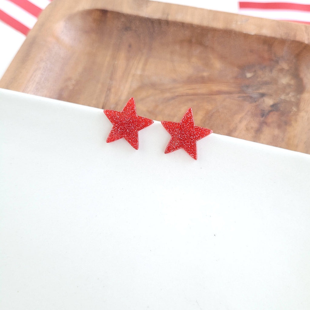 Red Liberty Star Studs