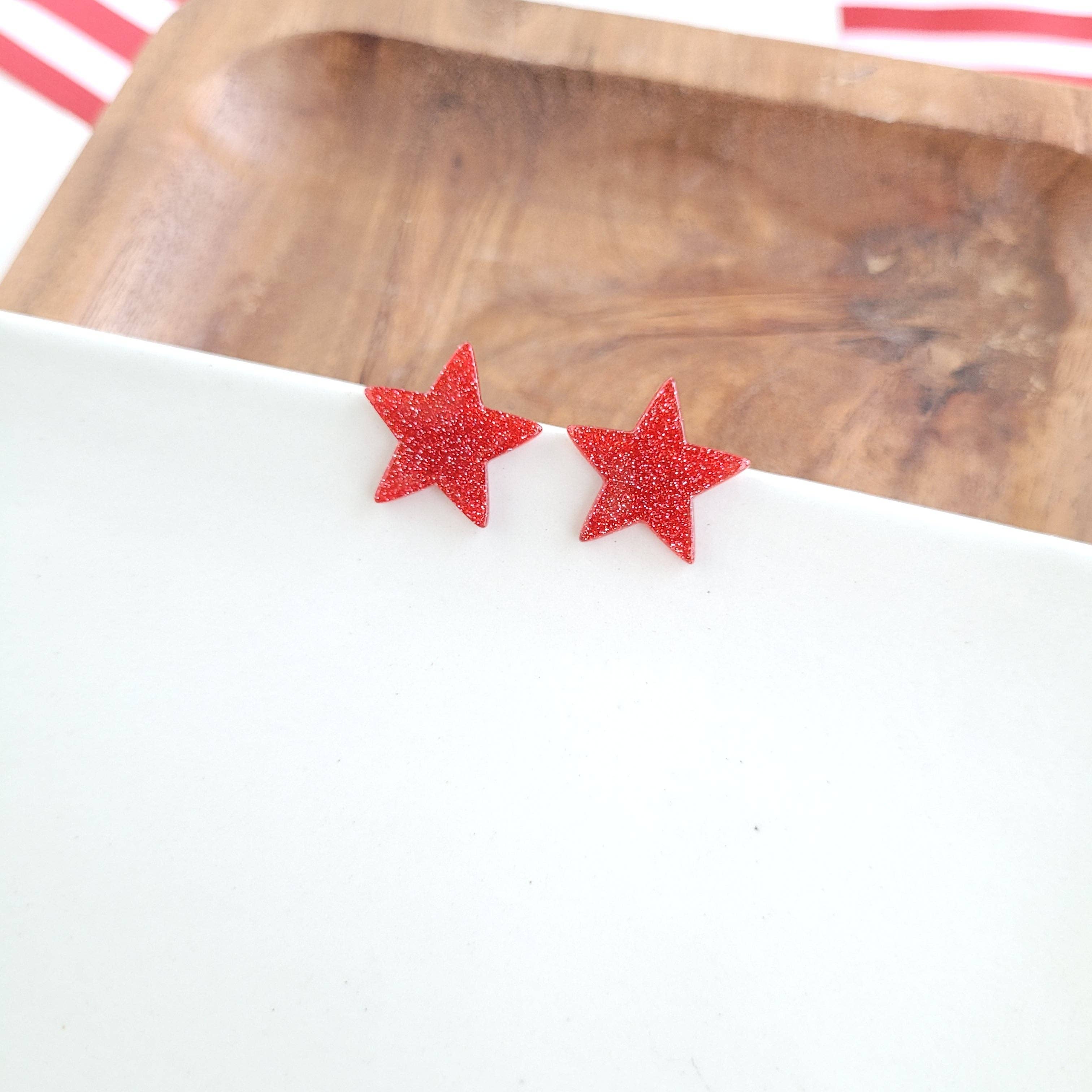 Red Liberty Star Studs