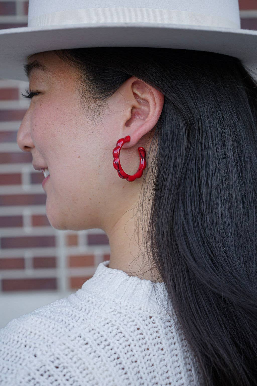Crimson Red Scarlett Hoops