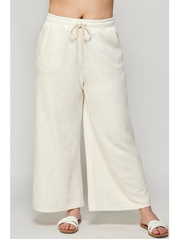 Plus Cream Textured Pant