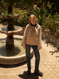 Beige Dot Jacket With Hood & Scarf