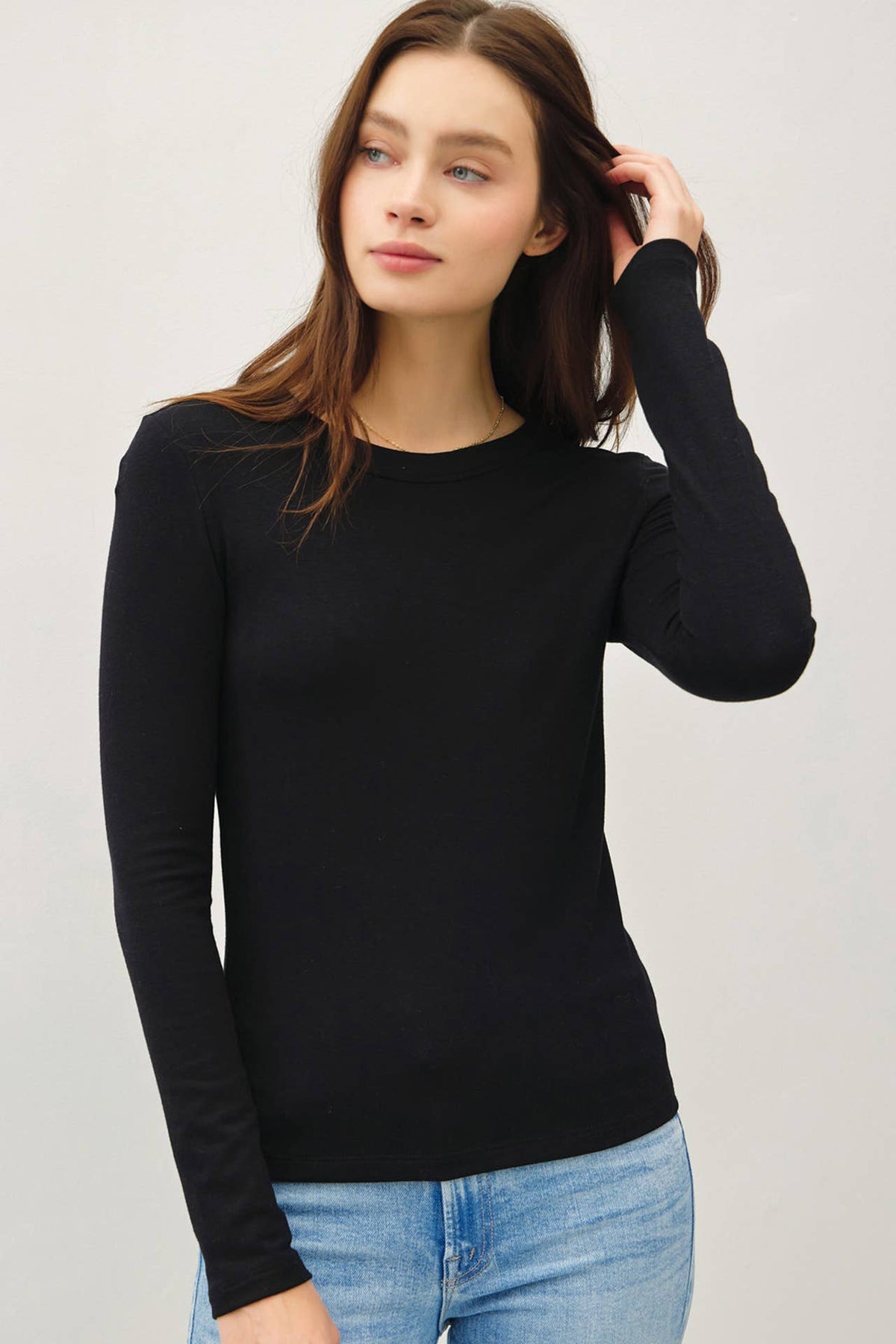 Black Long Sleeve Knit Top