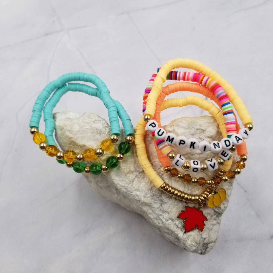 Pumpkin Love Heishi Bead Bracelet