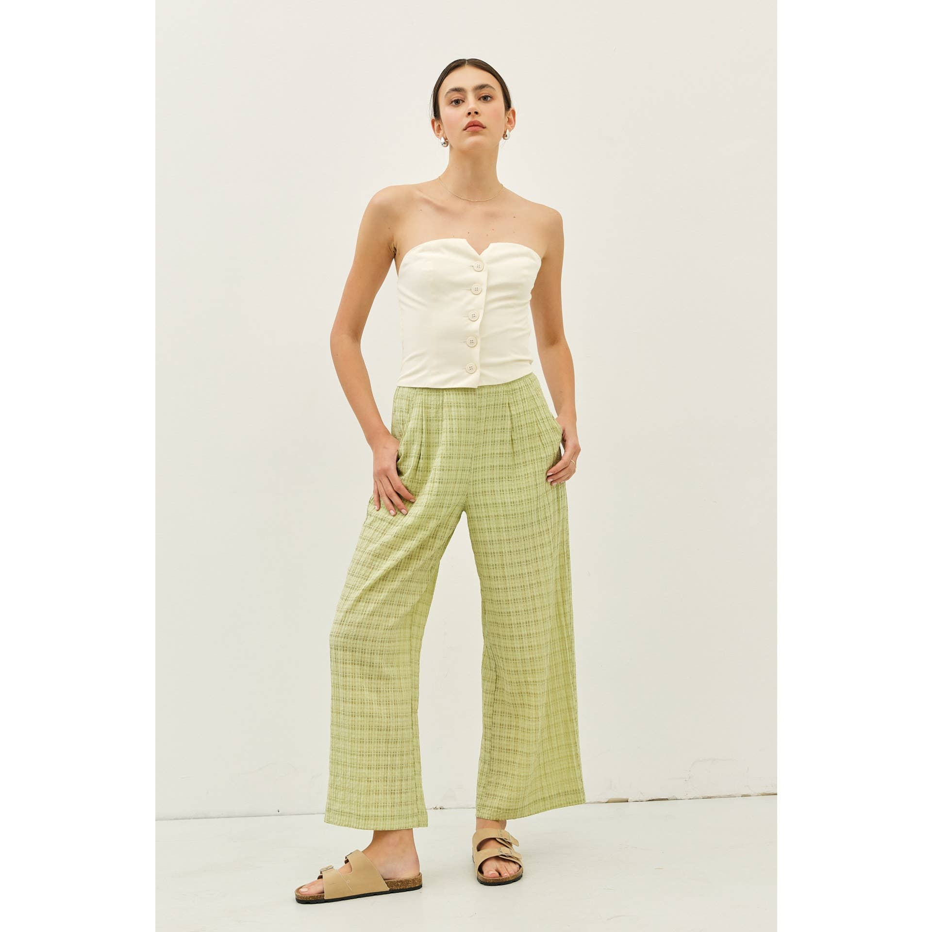 Sage Pleated Wide Leg Ankle Pants
