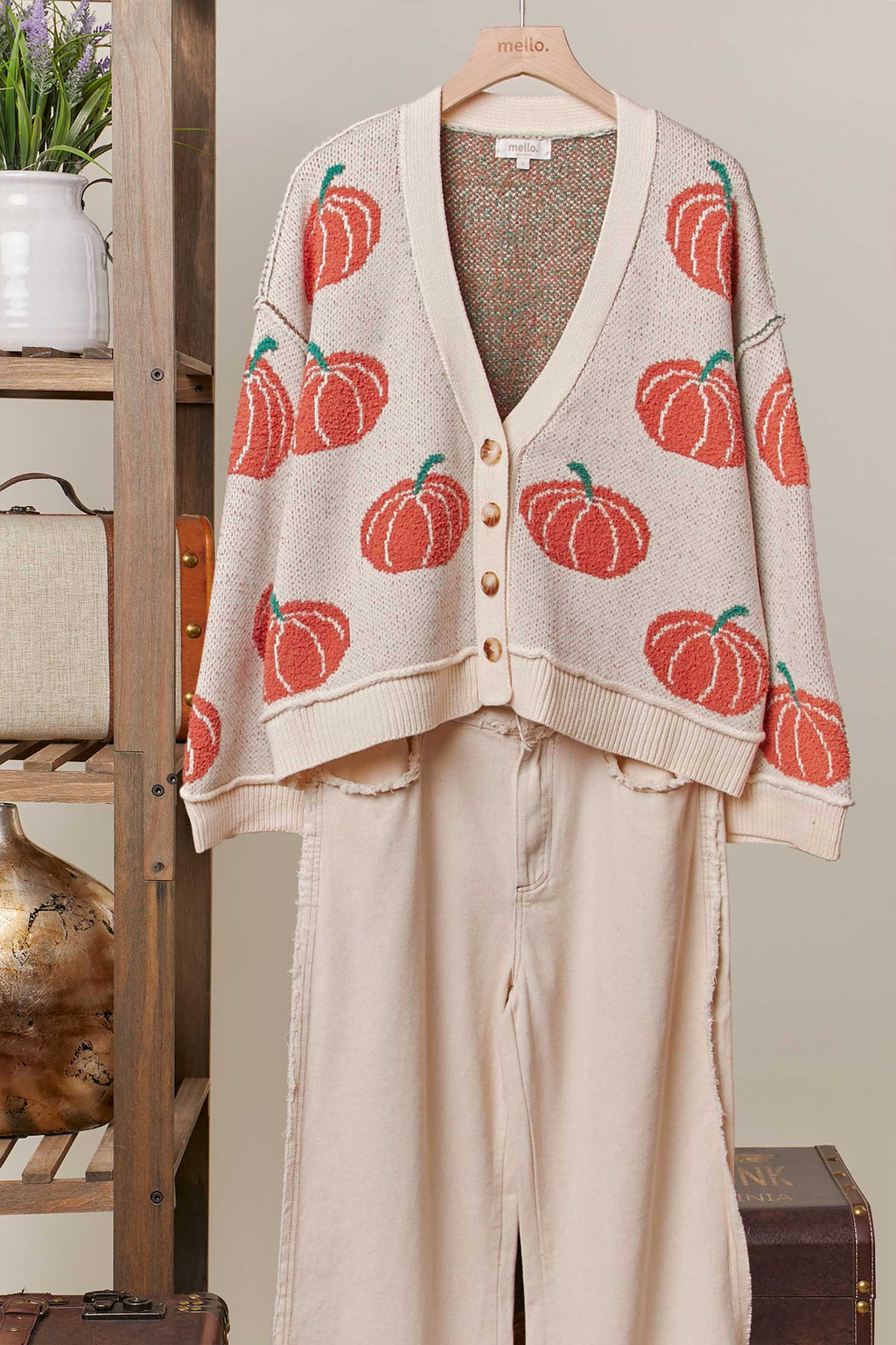 Ivory Pumpkin Knit Cardigan