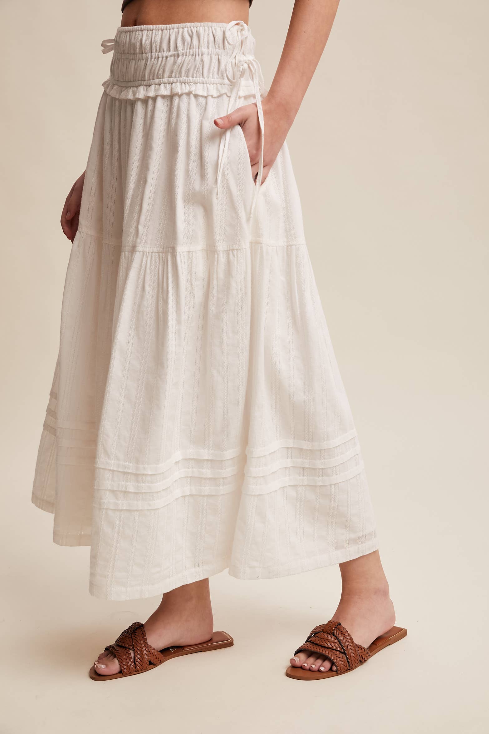 Off White Cotton Maxi Skirt