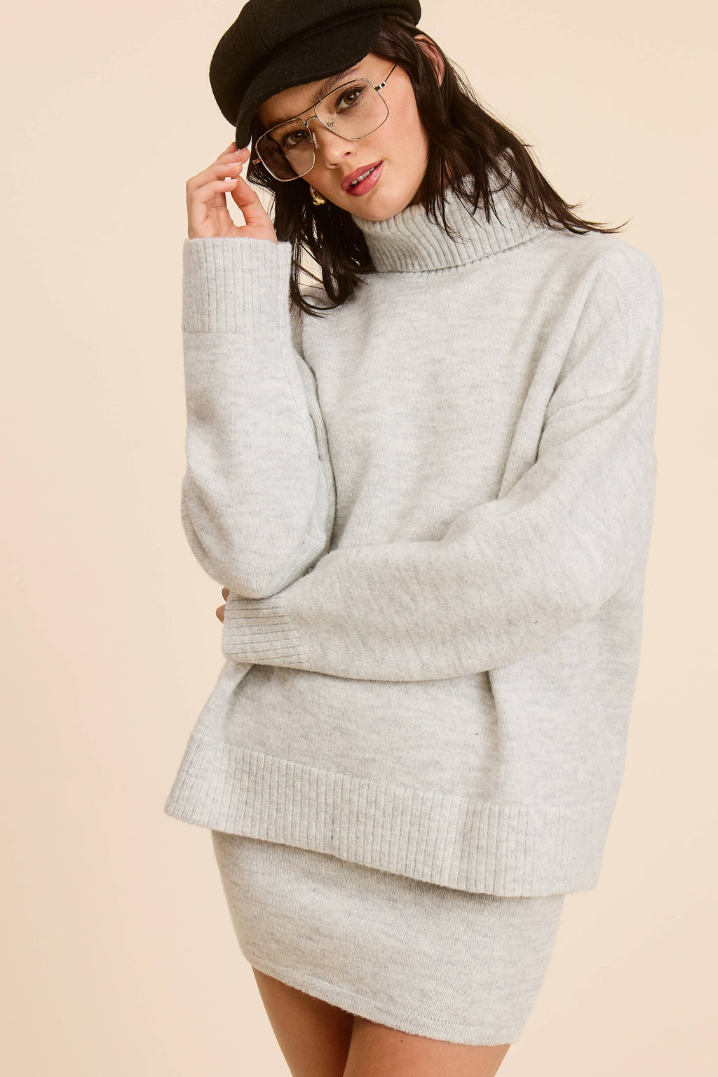 Heather Grey Knit Mini Skirt