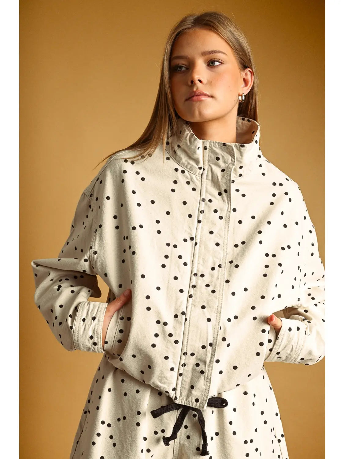 Polka Dot High Neck Jacket