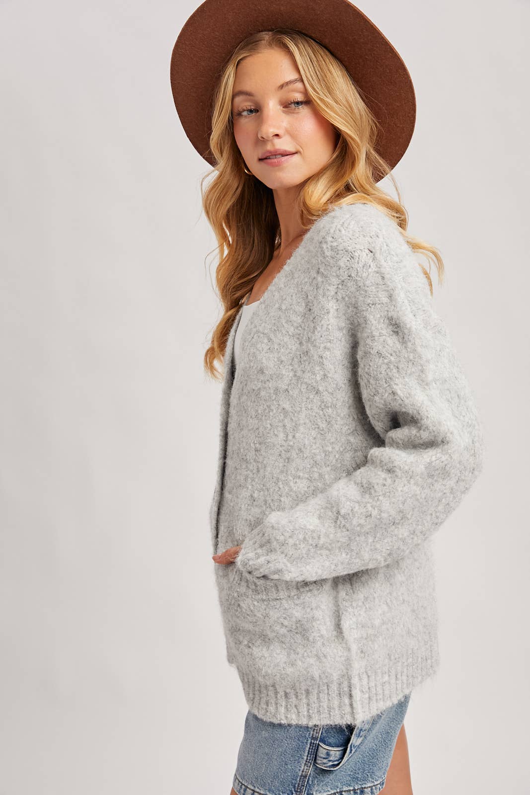 Latte Button Down Knit Sweater Cardigan